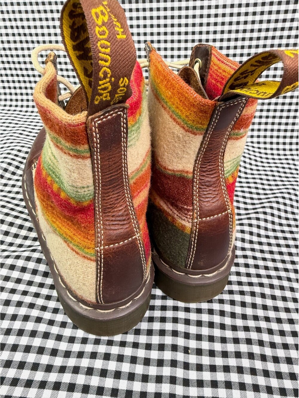 Dr Martens x Pendleton 1460 Boots Womens 8 UK 6 Wool Leather Stripe Rare Collab - Picture 4 of 7